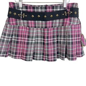 Rare NWT Abbey Dawn Avril Lavigne Pink Black Plaid Deadstock Mini Skirt 9 Punk